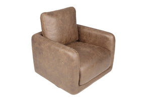 English Elm 360-degree Swivel Accent Chair Faux Leather Low Profile Sculptural Living Room Seat B089P428577