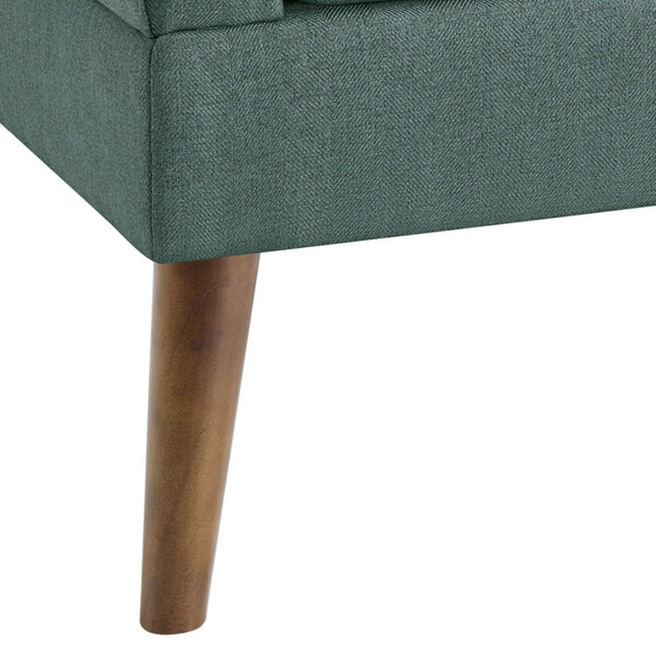 English Elm Modern Hand-tufted Lounge Chair Solid Wood Legs Mid-century Accent Seat for Living Room Blue B035P482917
