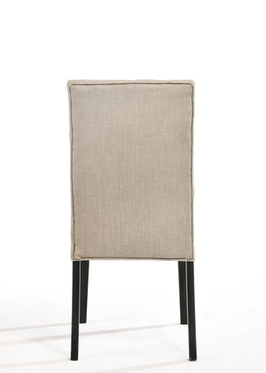 English Elm Morland Tan Linen Parsons Side Chair Set of 2 - Vintage Black Legs, Button Tufted, 2.5" Foam Comfort B2726P264968