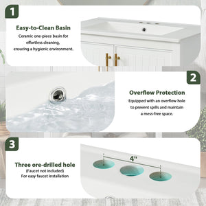 English Elm 30-Inch White Bathroom Vanity With Ceramic Sink - Stylish Storage Solution For Small Spaces! WF325888AAK