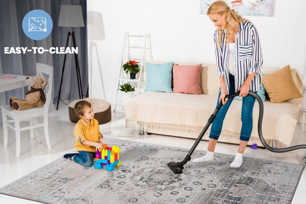 English Elm Loom Stylish Medallion Area Rug 6X9 Cream/Beige - Non-Shedding, Stain Resistant, Kid & Pet Friendly B335P289523