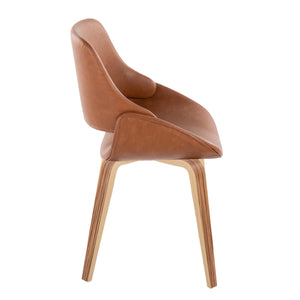 English Elm Fabrico Mid-Century Modern Accent Dining Chair with Zebra Bentwood Legs and Plush Faux Leather Seat Camel B202S01236