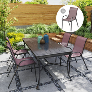 English Elm Outsunny Stackable Patio Dining Chair Set 4 Mesh Seat Steel Frame Backyard W2225P485581