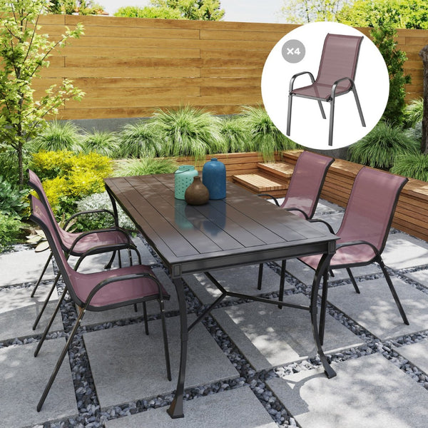 English Elm Outsunny Stackable Patio Dining Chair Set 4 Mesh Seat Steel Frame Backyard W2225P485581