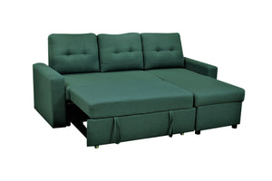English Elm Convertible L-Shaped Sectional Sleeper Sofa Bed with Pull-Out Guest Bed, Space-Saving Modern Comfort Teal B2735S00014
