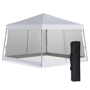 English Elm Outsunny Slant Leg Pop Up Canopy Tent With Mesh, Portable Sun Shelter For Parties & Outdoor Events W2225P200911-GIGA