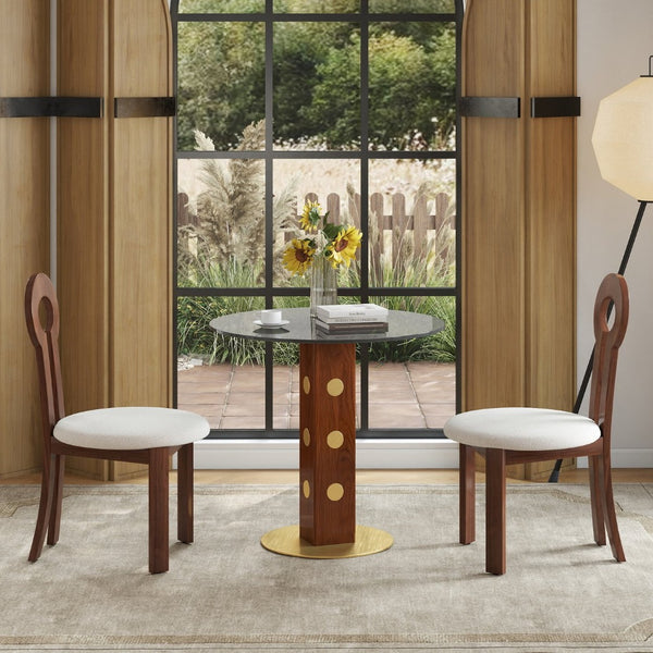 English Elm Modern Round Tempered Glass Dining Table Top for Compact Kitchens and Nooks W1535P478563