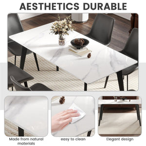 English Elm 62.99" Modern Artificial Stone Dining Table With Black Metal Legs - Sleek Design For 6 People P2 W1535S00512-GIGA