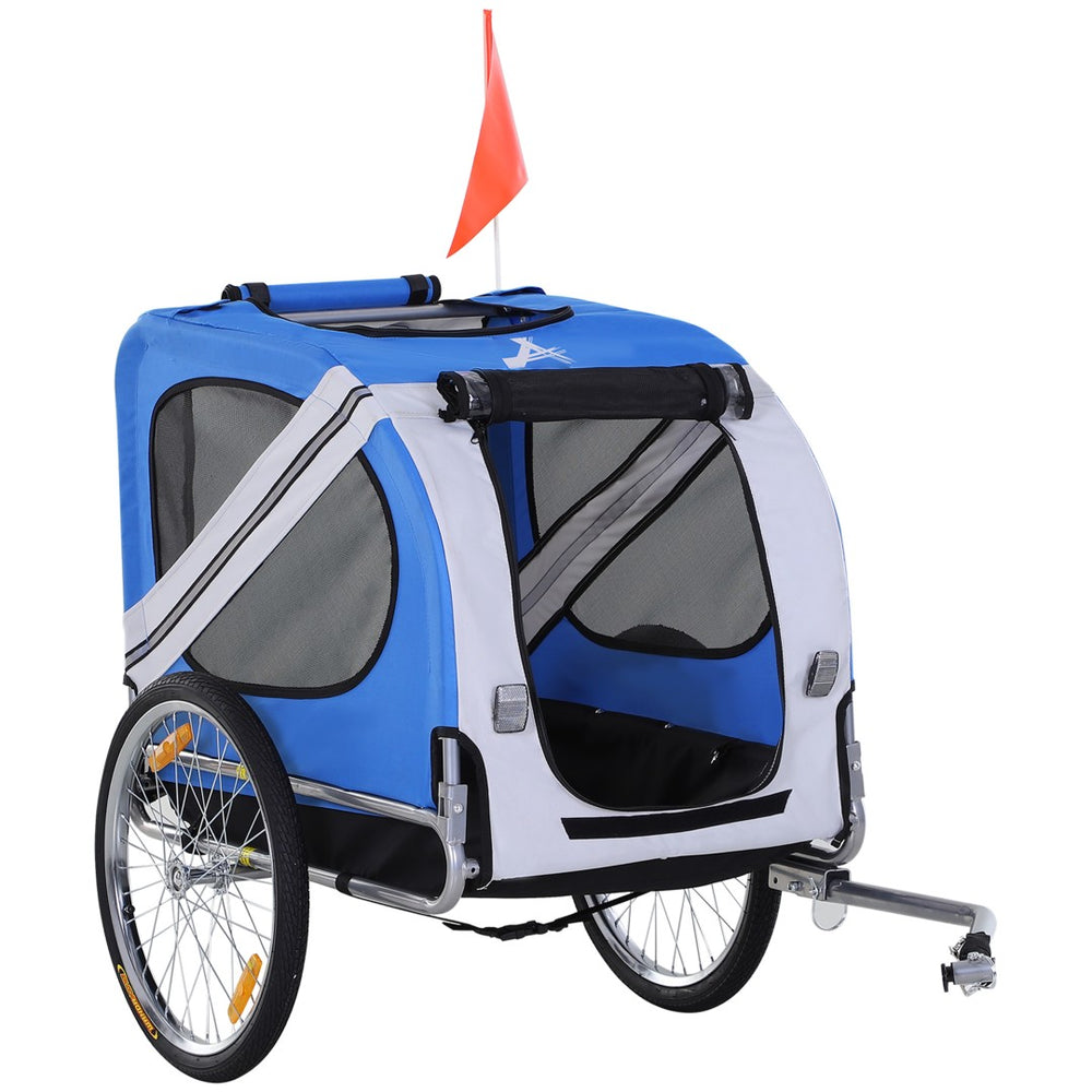 English Elm Aosom Pet Bike Trailer Oxford Steel Frame Mesh Ventilation Off-road Dog Cargo Cart W2225P217964