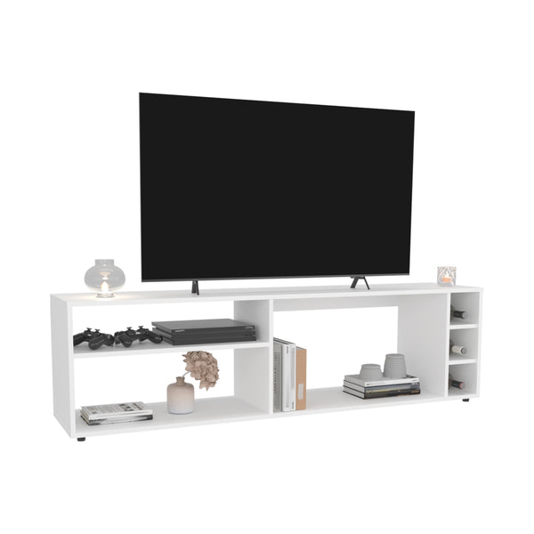English Elm Suxta 63" Wide TV Stand for up to 65" TVs with Bottle Cubbies, Open Shelves, Cable Management, White B200P286982