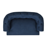 English Elm Kiki 36.5" Chesterfield Dog Sofa Bed, Medium, Pacific Blue Stain Resistant High Performance Polyester