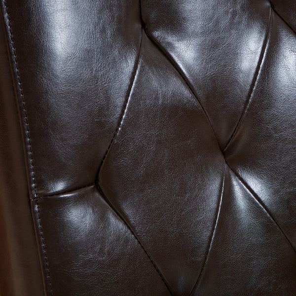 English Elm Christopher Knight Home® - ANGELO Chocolate Tufted Dining Chairs Set of 2 — Buttonless Diamond Stitch Upholstered PU, No Assembly 52600.00PUCBRN