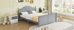 English Elm Full Full Size Kids Bed Gray — Solid Pine Wood Platform with Headboard & Footboard, Guardrail, 300LB Capacity W2593P358753