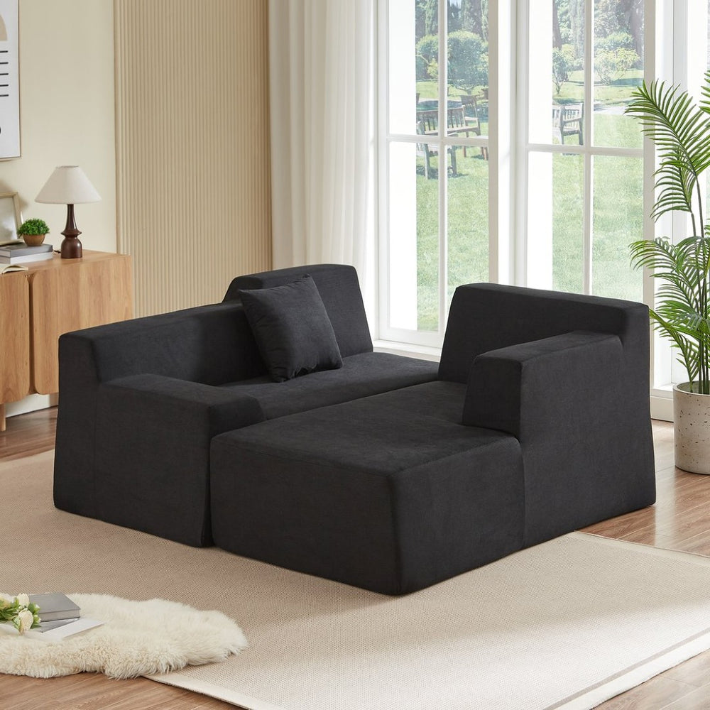 English Elm Modern Corduroy L Shaped Sectional Sofa High Back Seating for Minimalist Living Rooms W3396P414719