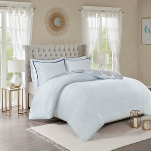 English Elm King/Cal Isla 3-Piece Cotton Reversible Duvet Cover Set – Floral Medallion Watercolor Botanicals, OEKO-TEX Certified B035129160