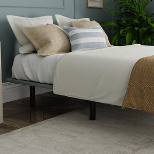 English Elm X-plat Gray Woven Upholstered King Bed Foundation Steel Frame Modern Bedroom B337P335255