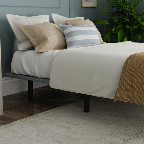 English Elm X-plat Gray Woven Upholstered King Bed Foundation Steel Frame Modern Bedroom B337P335255