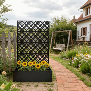 English Elm Metal Raised Garden Bed with Integrated Trellis for Patio Privacy and Climbing Plants W1586P455882