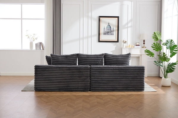 English Elm Oversized Corduroy Cloud Couch Convertible Sleeper Sofa with Memory Foam Seating Dark Gray W395S00117