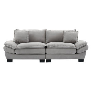 English Elm Corduroy Modern Sofa Sleeper Loveseat with Double-Layer Cushions, Two Pillows, Sturdy Frame 84" LIGHT GREY W676P227345