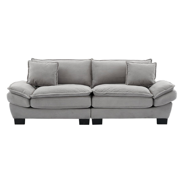 English Elm Corduroy Modern Sofa Sleeper Loveseat with Double-Layer Cushions, Two Pillows, Sturdy Frame 84" LIGHT GREY W676P227345