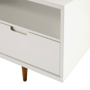 English Elm Walker Edison - Mid-Century Solid Pine 3-Drawer TV Stand for TVs up to 65" — White, Warp-Resistant MDF, Storage Bliss B185P169380