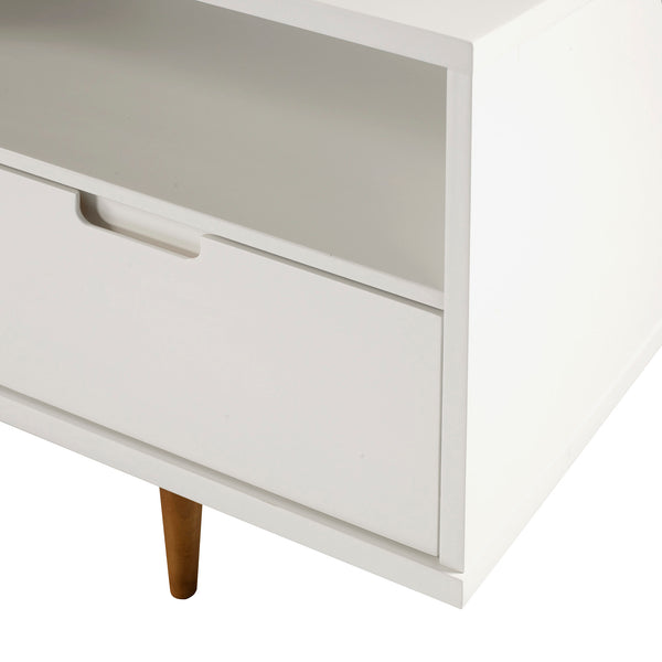 English Elm Walker Edison - Mid-Century Solid Pine 3-Drawer TV Stand for TVs up to 65" — White, Warp-Resistant MDF, Storage Bliss B185P169380