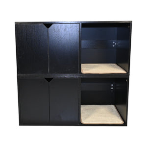 English Elm 35.83" Modern Black Cat Litter Box Enclosure with Durable PB/MDF Build and Corrugated Scratch Pad W1412P271585