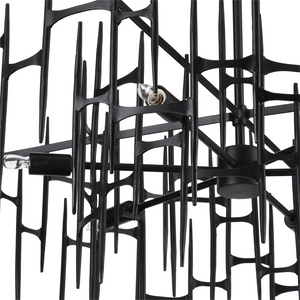 Attingham Black Chandelier - Striking Wrought Iron Design, Adjustable Height, Industrial Elegance