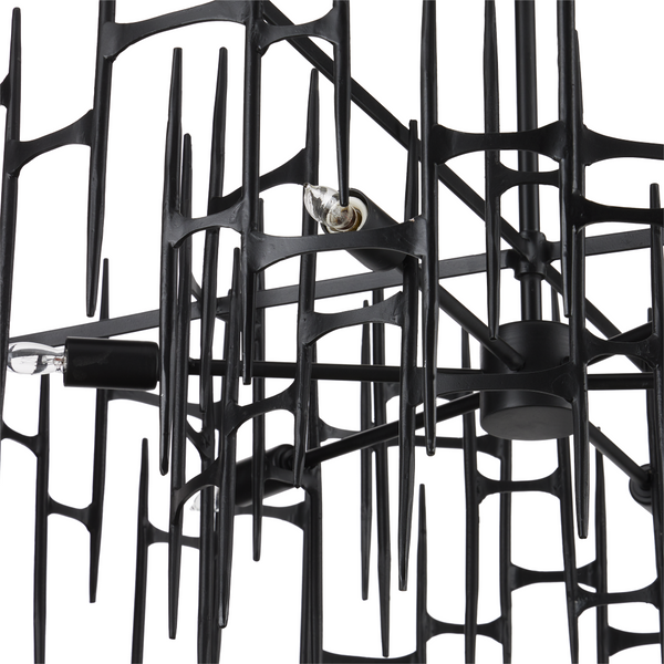 Attingham Black Chandelier - Striking Wrought Iron Design, Adjustable Height, Industrial Elegance