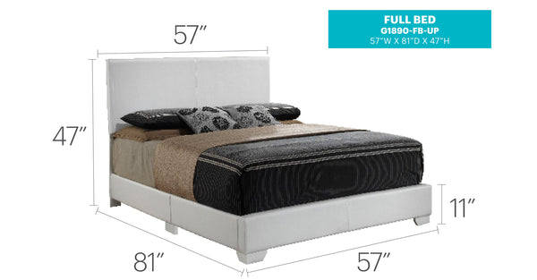 English Elm Elegant Velvet Full Bed Frame with Sturdy Support, Transitional Design, Easy Assembly, Modern Appeal White 4 L x 33 W x 60 H B078108088