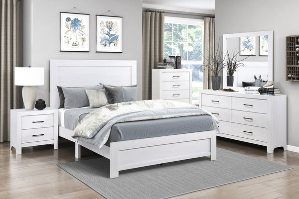 English Elm White 5-Drawer Bedroom Chest with Black Metal Hardware, White 3D Paper Veneer, No Assembly Needed B011P347296