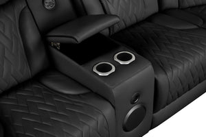 English Elm Jazmina Power Reclining Sectional with Led Lighting Bluetooth Speakers and Usb Charging Ports Black B2749S00269