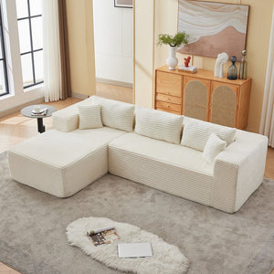 English Elm Modular cloud-inspired sectional sofa with chaise — no assembly, corduroy comfort for family rooms White W2311S00002