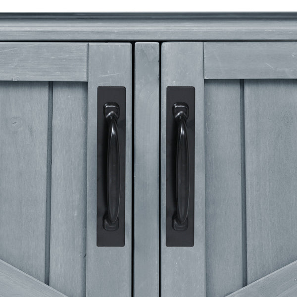 English Elm K&K 53.3" Outdoor Kitchen Island with 1.2" Stainless Top, Spacious Storage, Raised Shelf, Wheels Grey+Blue N707P250628G