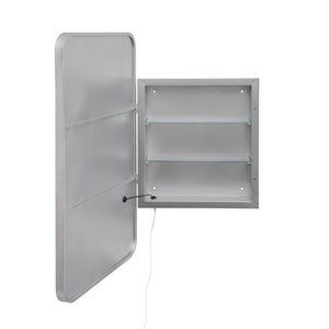English Elm Rectangle LED Medicine Cabinet Mirror with Soft Touch Light, Magnetic Accessories, Tempered Shelves, Wall-Mounted Storage Silver W688P210793