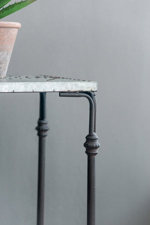 English Elm Set Gilbert Nesting Tables Metal Plant Stands - Galvanized Tops Iron Bases, Space-Saving Trio for Home Decor W2078P323699