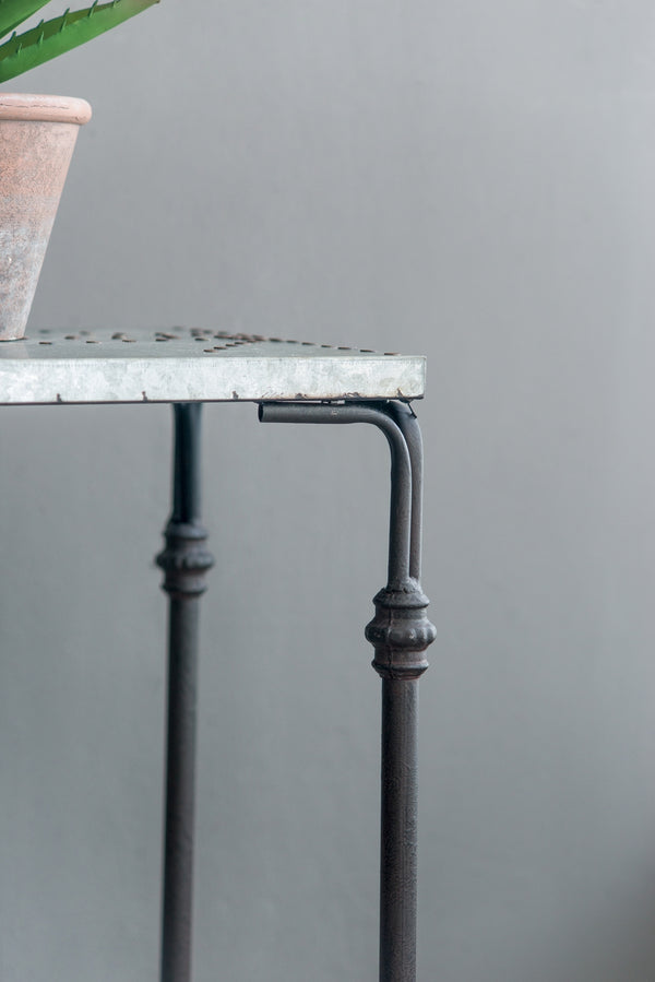 English Elm Set Gilbert Nesting Tables Metal Plant Stands - Galvanized Tops Iron Bases, Space-Saving Trio for Home Decor W2078P323699