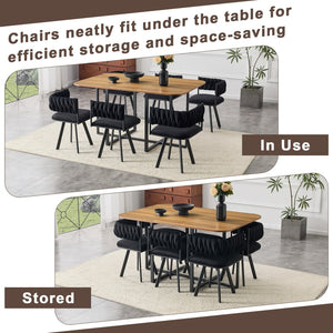 English Elm 7-piece Dining Set Tufted Velvet Chairs Melamine Table Modern Farmhouse Kitchen W3875S00040