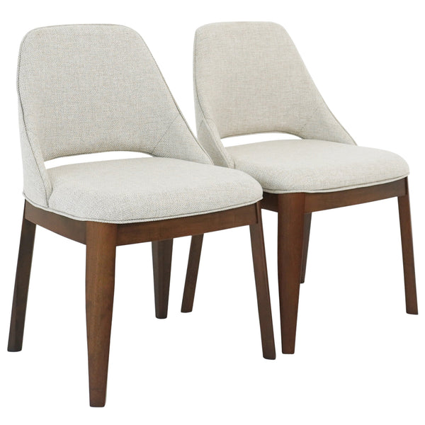 English Elm Ashcroft Furniture - Weston Solid Wood Dining Chairs Set of 2 in Beige Linen — Transitional Full-Back Comfort, Durable Upholstery (2) B183P281179