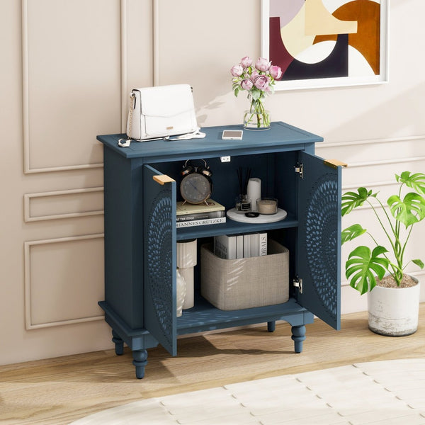English Elm American Hollow Carved Ash Veneer Two Door Sideboard Cabinet for Living Room Storage W688P265009
