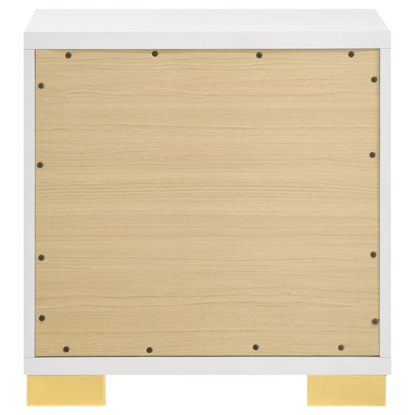 English Elm Jeremiah Art Deco 2-Drawer Nightstand in Crisp White with Gold Accents — Bold Legs, Sleek Storage B062P378336