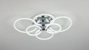 English Elm Modern Acrylic Six Ring Flush Mount Led Fixture with Dimmable Remote for Any Room T3177P283988