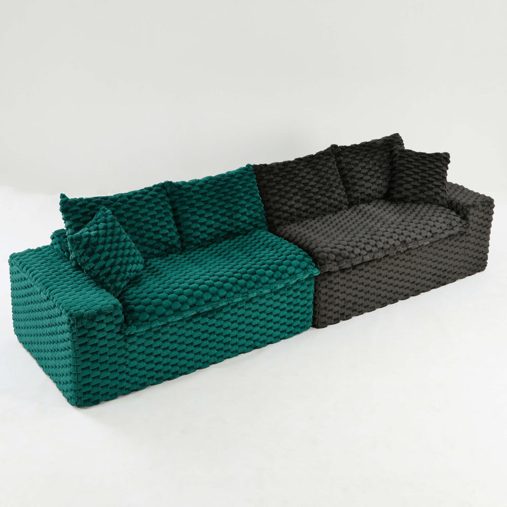 English Elm Luxury Color-Block Turtle Velvet Sofa - Versatile Seating For Modern Living Rooms, Cozy Style & Comfort W3371S00055