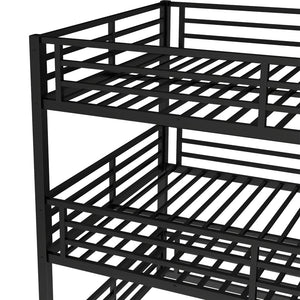 English Elm Queen Metal Triple Bunk Bed - Space-Saving, Heavy-Duty Design With Safety Guardrails For Comfort W1580S00145-GIGA