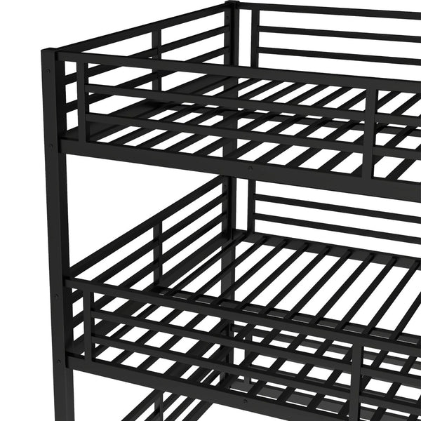 English Elm Queen Metal Triple Bunk Bed - Space-Saving, Heavy-Duty Design With Safety Guardrails For Comfort W1580S00145-GIGA