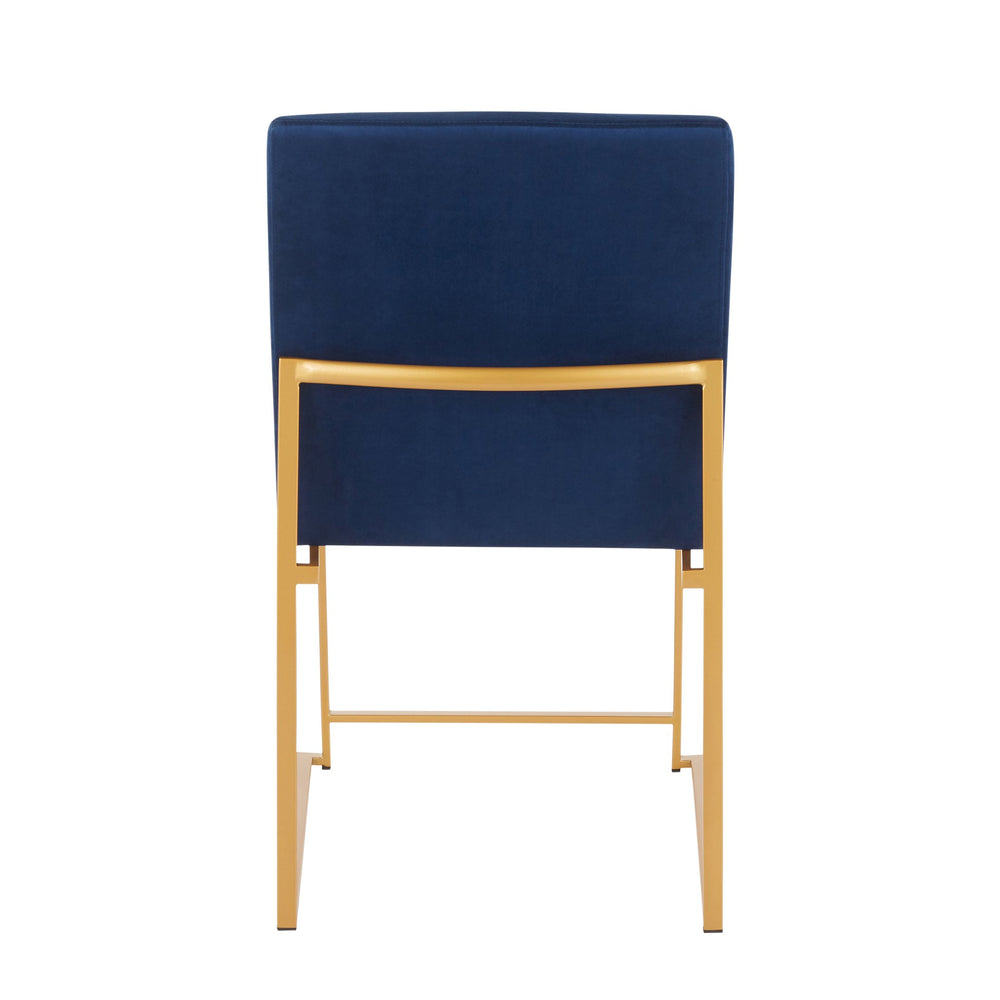 English Elm High Back Fuji Velvet Dining Chairs Set Of 2 In Luxurious Blue With Gold Frame For Modern Homes B202P223543