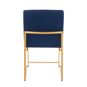 English Elm High Back Fuji Velvet Dining Chairs Set Of 2 In Luxurious Blue With Gold Frame For Modern Homes B202P223543