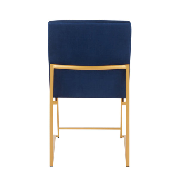 English Elm High Back Fuji Velvet Dining Chairs Set Of 2 In Luxurious Blue With Gold Frame For Modern Homes B202P223543