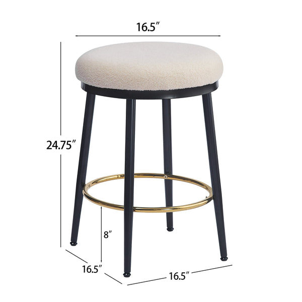 English Elm Christopher Knight Home® - 24.75'' Modern Backless Counter Stools Set Of 4 – Plush Velvet Seats, Sturdy Iron Frame, Gold Footrest N780P189729W-2
